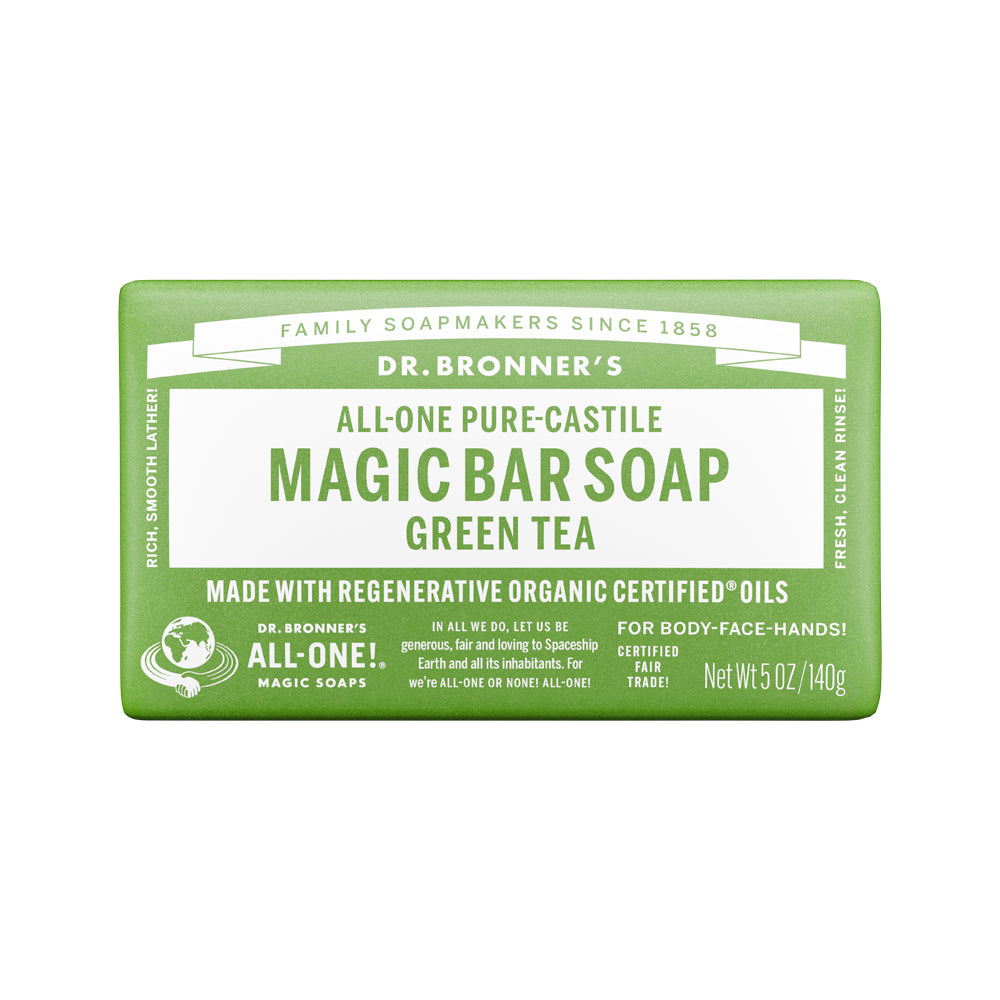 Dr. Bronner's All-One Pure-Castile Magic Bar Soap Green Tea