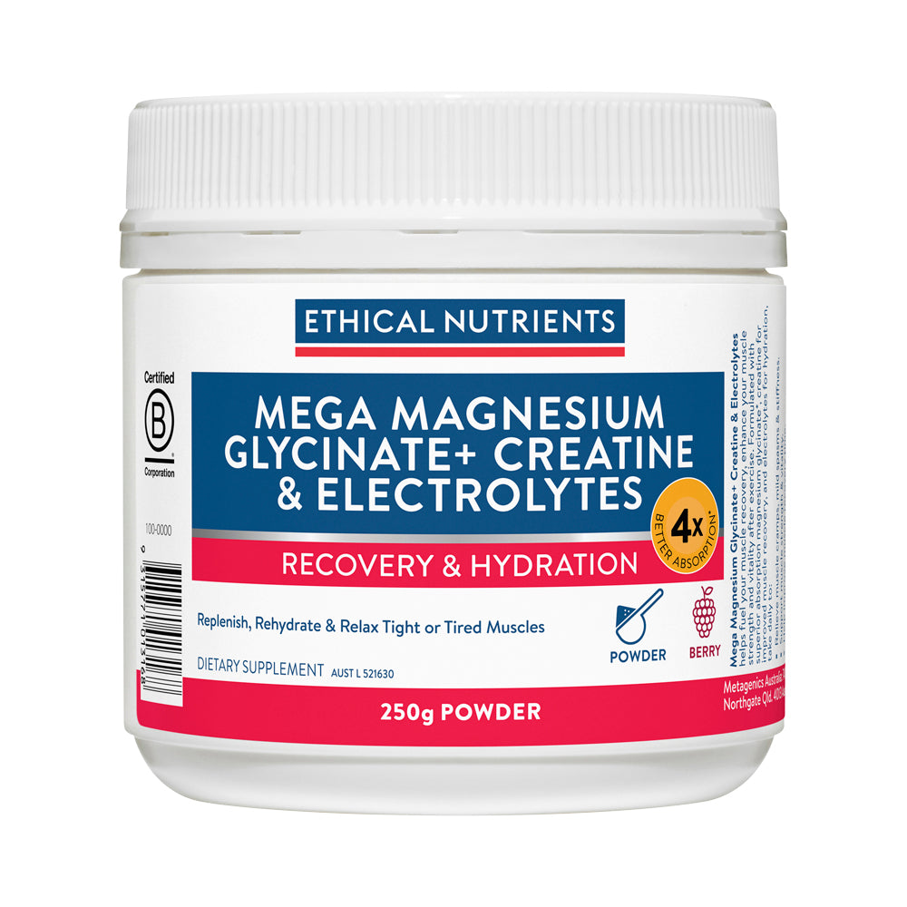 Ethical Nutrients Mega Magnesium Glycinate+ Creatine & Electrolytes 250g Powder