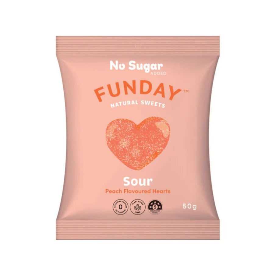 Funday - Sour Peach Flavoured Hearts 50g