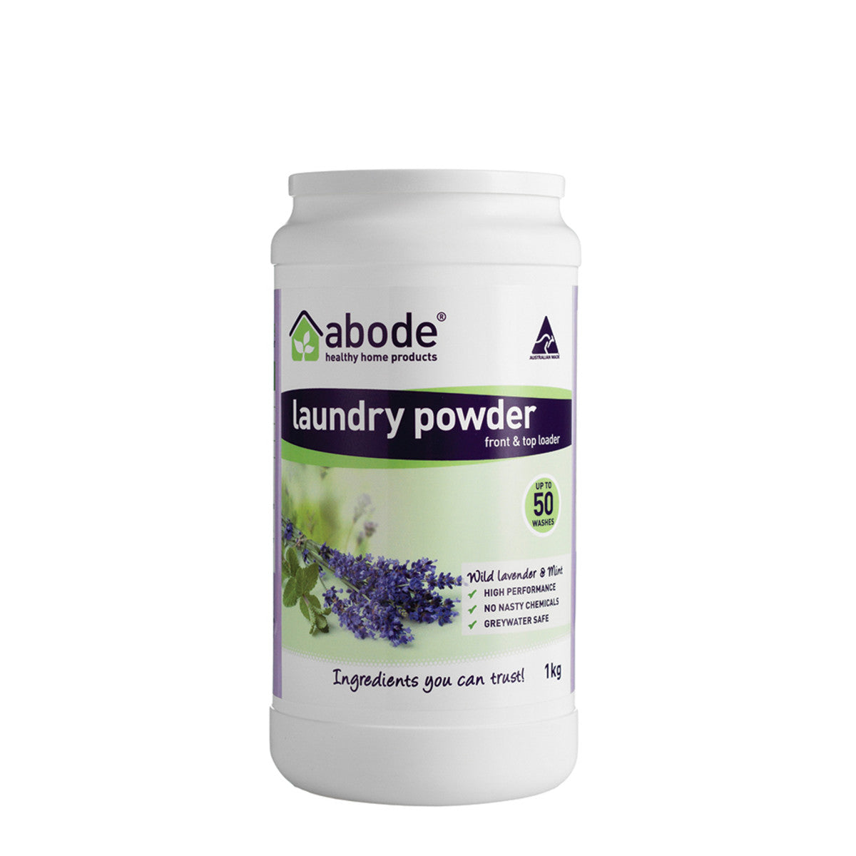 Abode - Laundry Powder (Front Top) Wild Lavender Mint