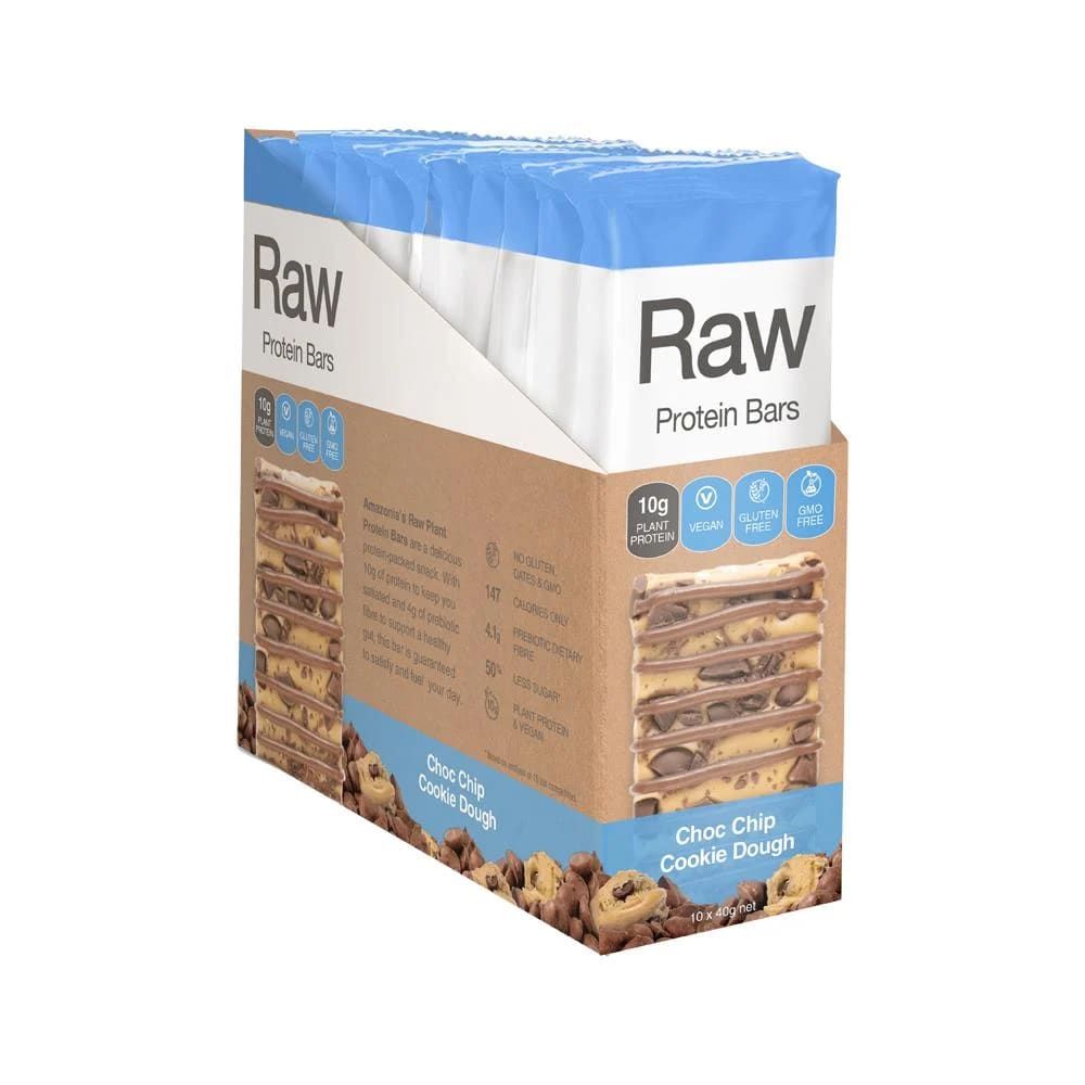 Amazonia Raw - Bar Protein Choc Chip Cookie Dough 40g x 10 Bars