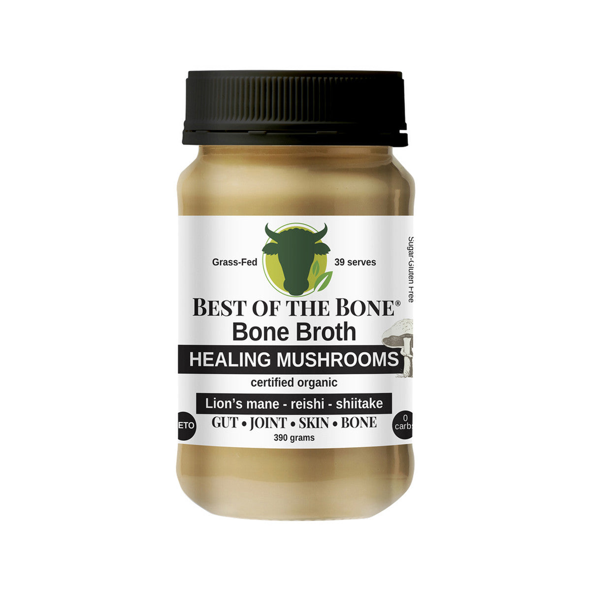 Best of the Bone - Bone Broth Beef Concentrate Healing Mushrooms Organic Lions Mane Reishi Shiitake
