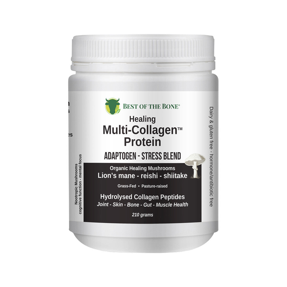 Best of the Bone - Healing Multi-Collagen Protein Powder Adaptogen-Stress Blend (Organic Healing Mushrooms: Lions Mane Reishi Shiitake)