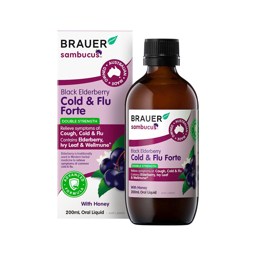 Brauer - Sambucus Black Elderberry Cold & Flu Forte (Double Strength) With Honey Oral Liquid