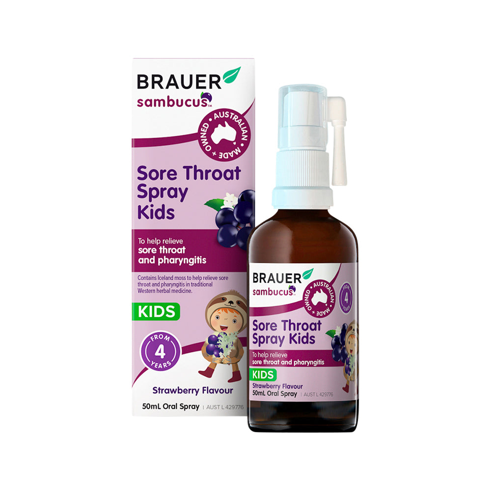Brauer - Sambucus Kids Sore Throat Spray Strawberry Flavour Oral Spray