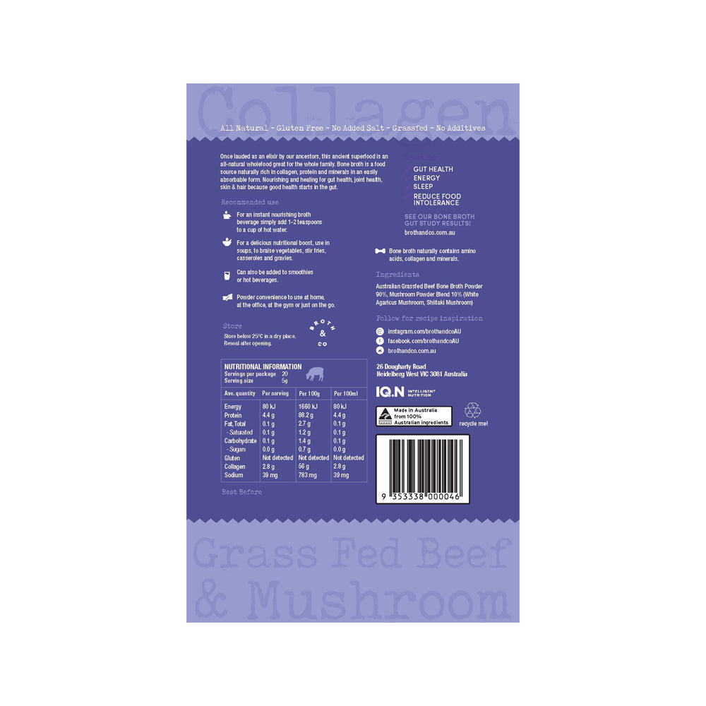 BROTH AND CO BONE BROTH POWDER ENERGY 100G