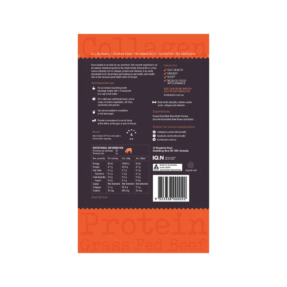 BROTH AND CO BONE BROTH POWDER NAKED 100G