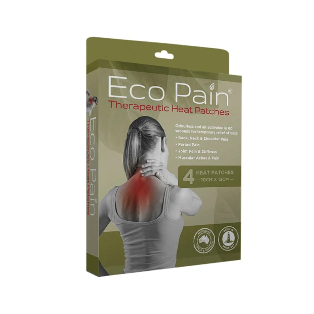 Byron Naturals - with Eco Pain Therapeutic Heat Patches (Heat Patches - 10cm x 13cm) x 4 Pack
