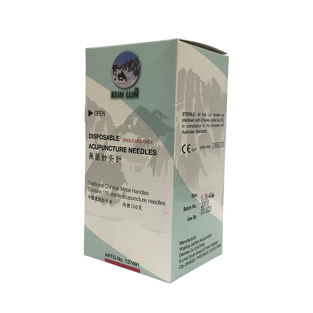 Cathay Herbal - Kun Lun Disp Needle 0.30x40mm (w Guide) 100Pk