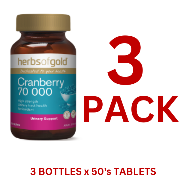 Herbs of Gold - Cranberry 70000 - 50 Tablets - 3 Pack at $21.30 each
