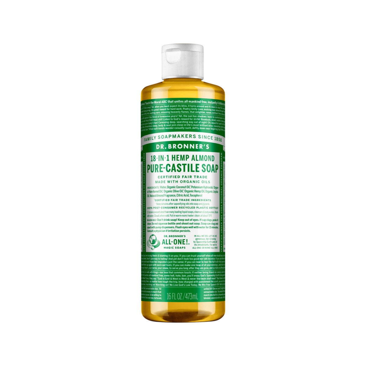 Dr. Bronner's - Pure-Castile Soap Liquid (Hemp 18-in-1) Almond
