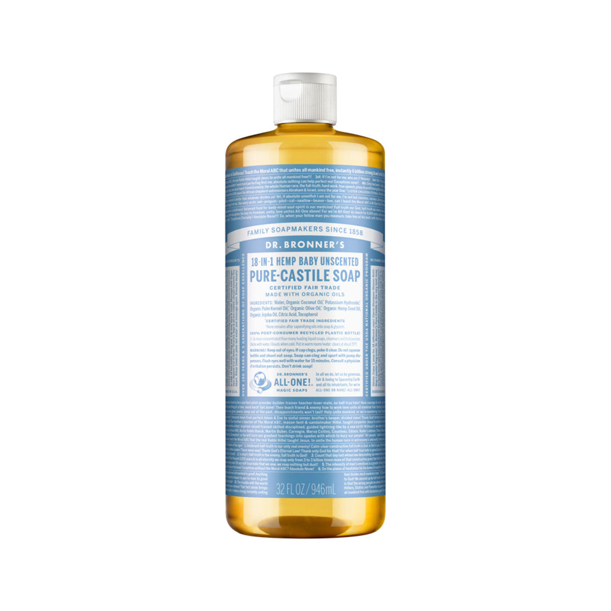 Dr. Bronner's - Pure-Castile Soap Liquid (Hemp 18-in-1) Unscented (Baby)