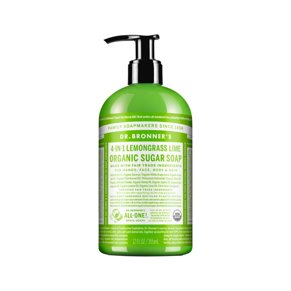 Dr. Bronner's - Organic Sugar Soap 4-in-1 Lemongrass Lime (Pump)