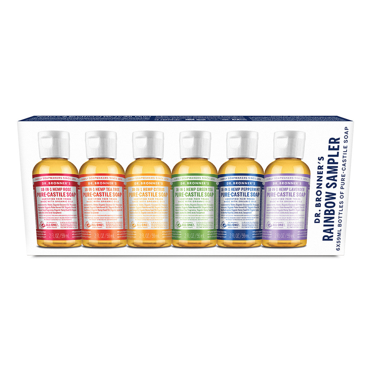 Dr. Bronner's - Pure-Castile Soap Liquid (Hemp 18-in-1) Rainbow Sampler