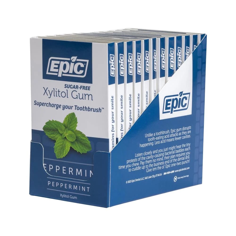Epic - Xylitol (Sugar-Free) Gum Peppermint 12 Piece Blister Pack x 12