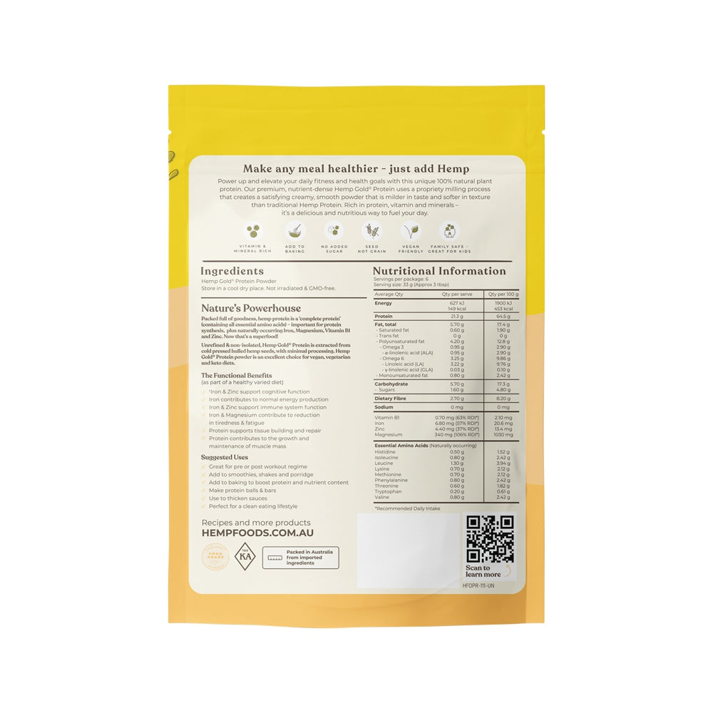 Hemp Foods Australia Organic Hemp Gold Protein Powder