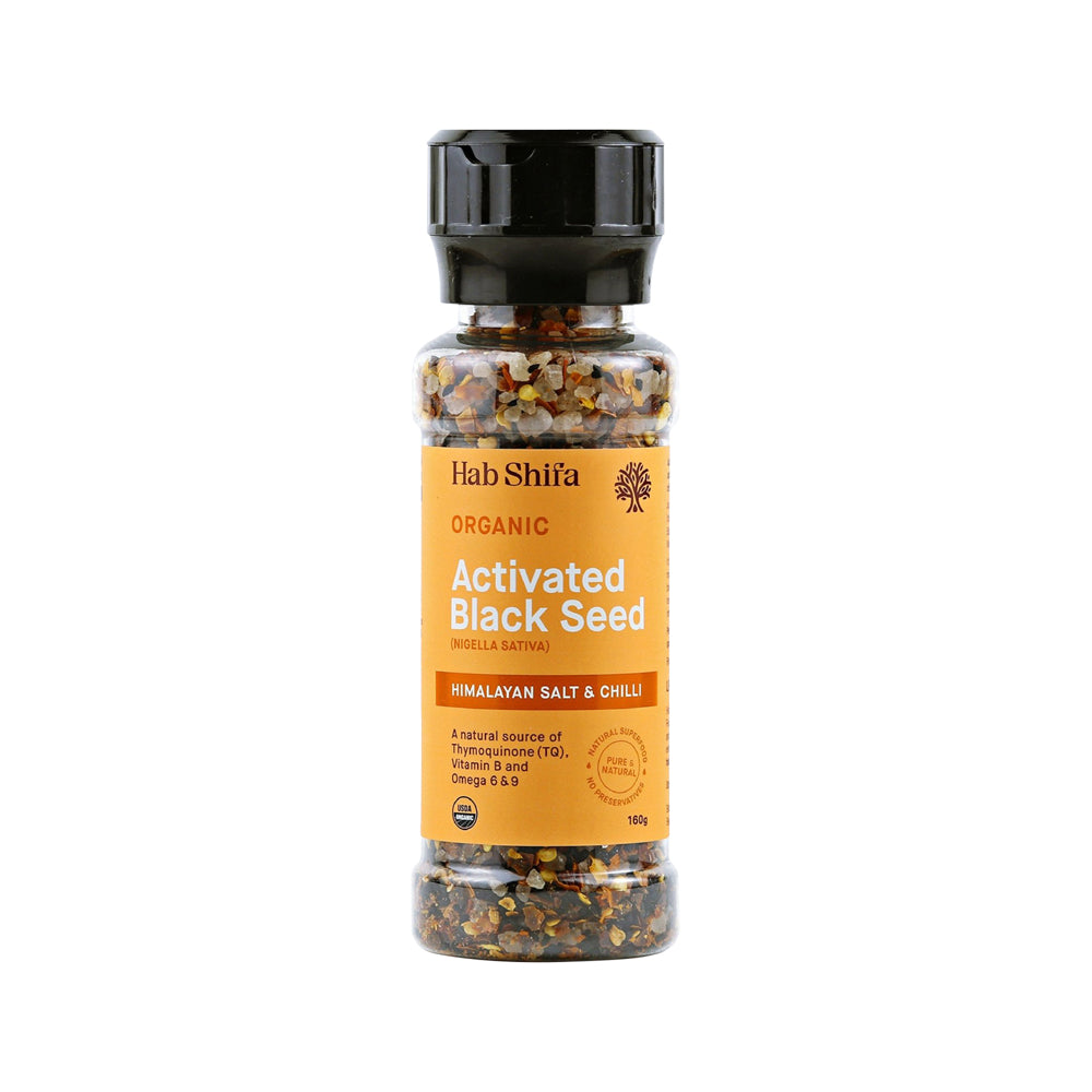 Hab Shifa - Organic Activated Black Seed with Himalayan Salt & Chilli Grinder