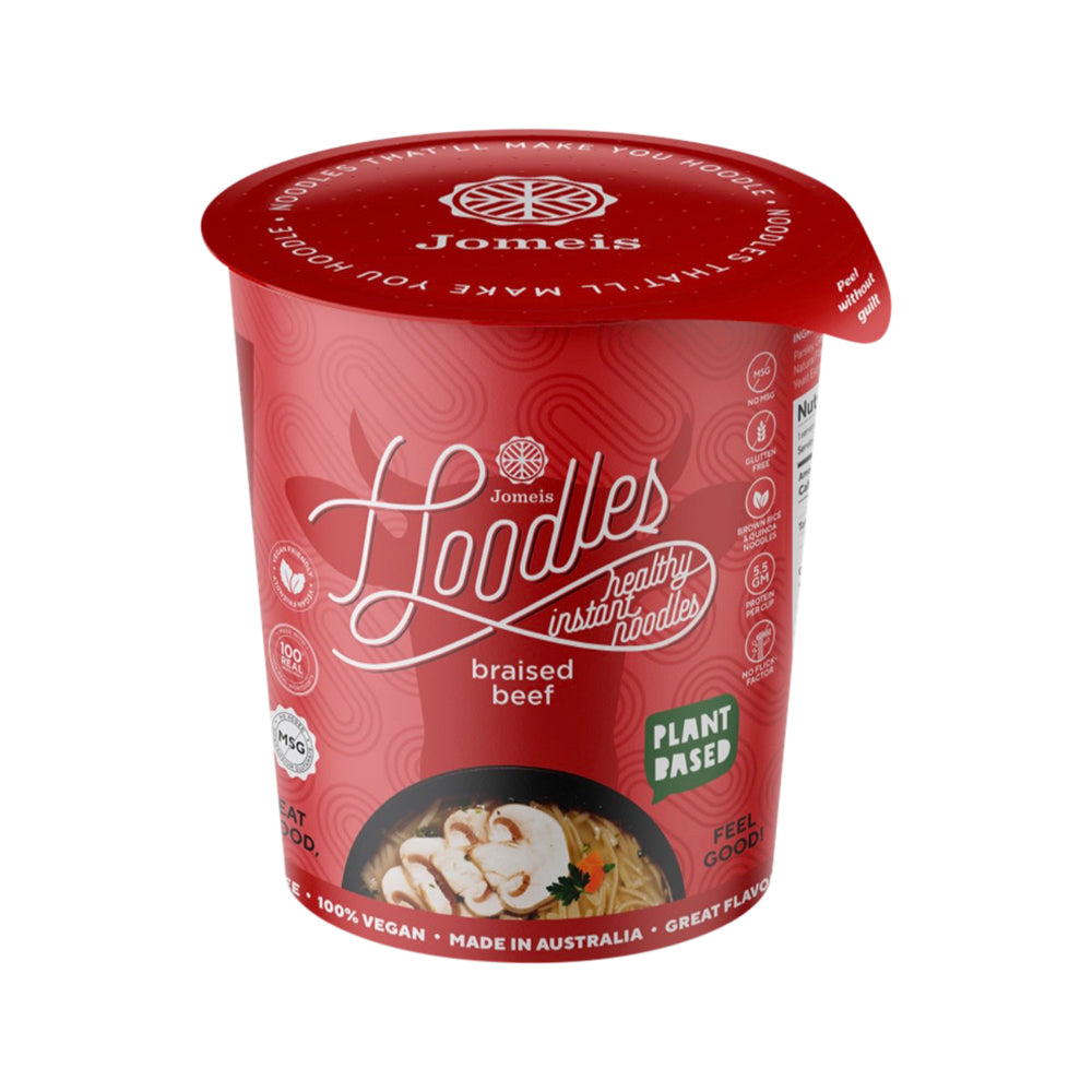 Jomeis Fine Foods Hoodles Healthy Instant Noodles Braised Beef Cup