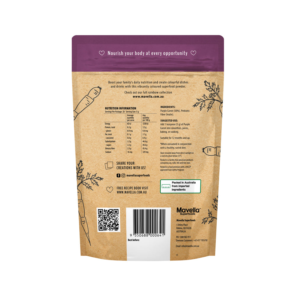 Mavella Superfoods Purple Carrot + Prebiotic Fibre Powder