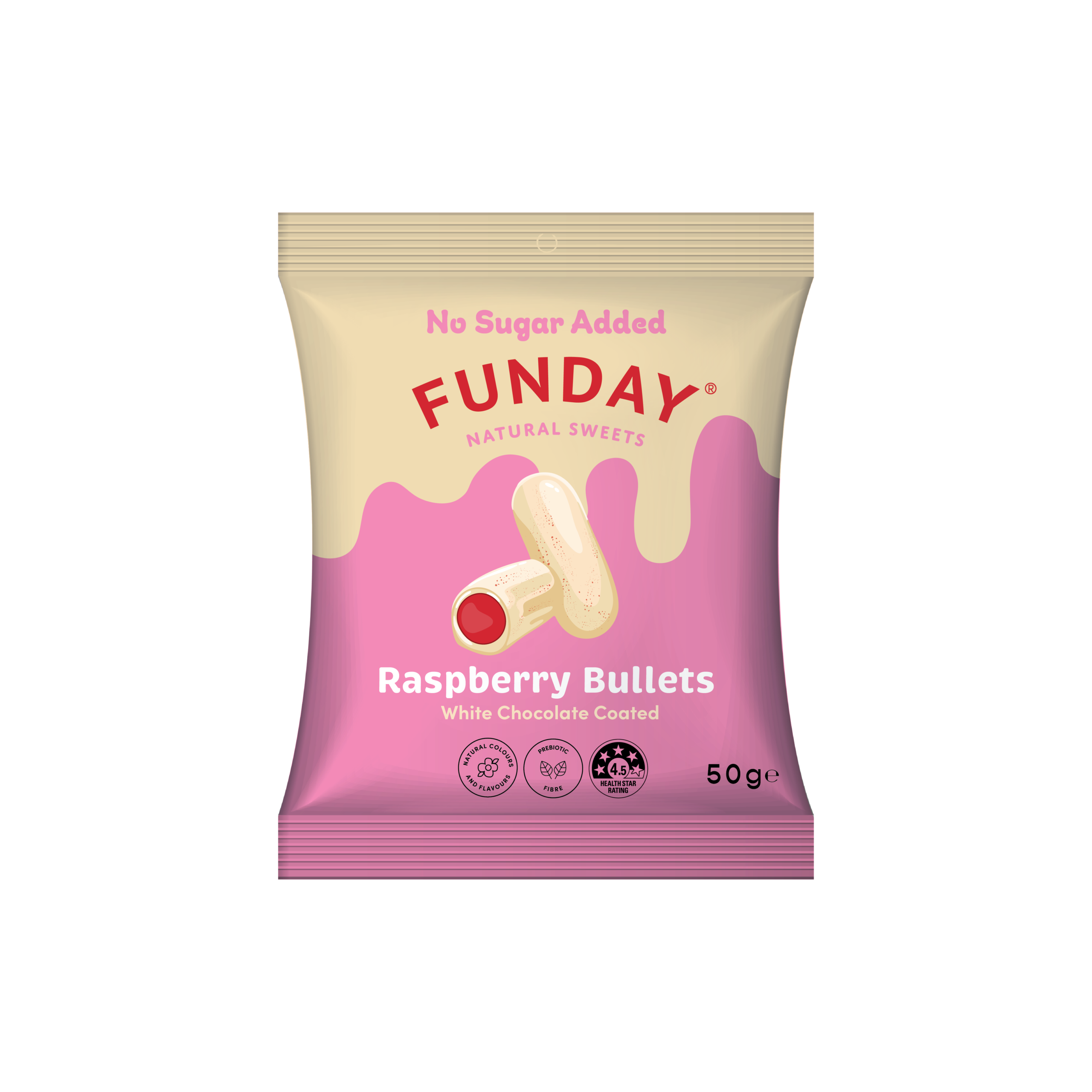 Funday - White Chocolate Raspberry Bullets 50g