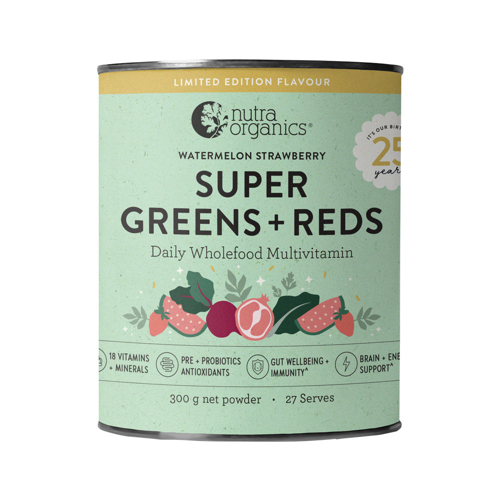 Nutra Organics - Super Greens + Reds Watermelon Strawberry