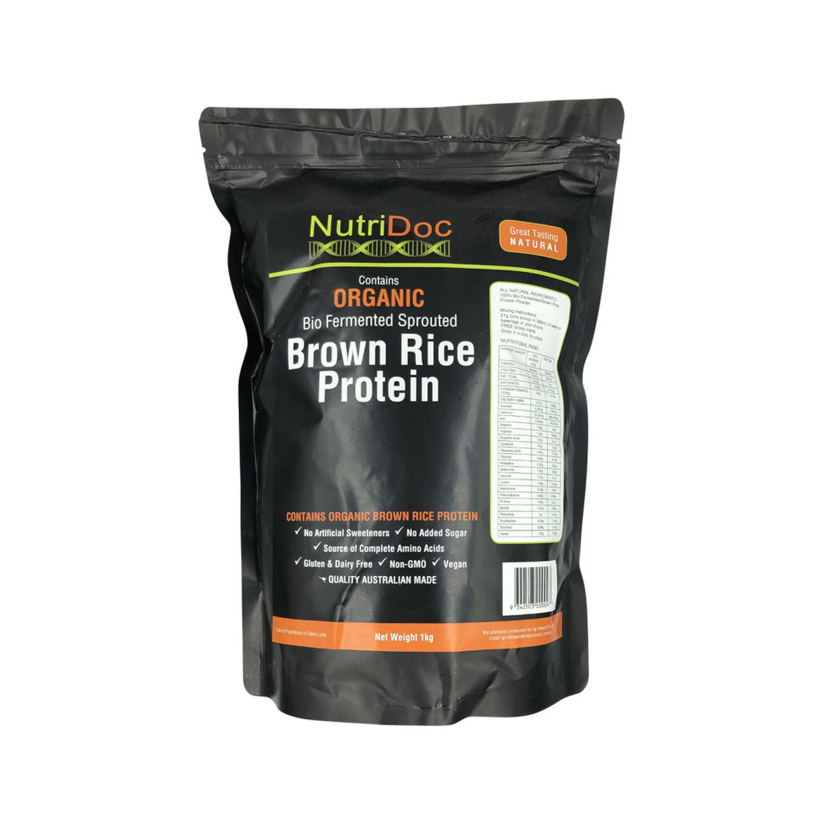 Nutridoc - Organic Bio-Fermented Sprouted Brown Rice Protein Natural