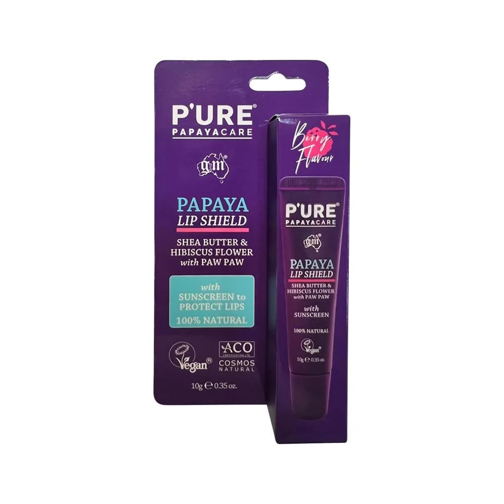 P'URE Papayacare Papaya Lip Shield with Sunscreen (Shea Butter & Hibiscus Flower with Paw Paw)