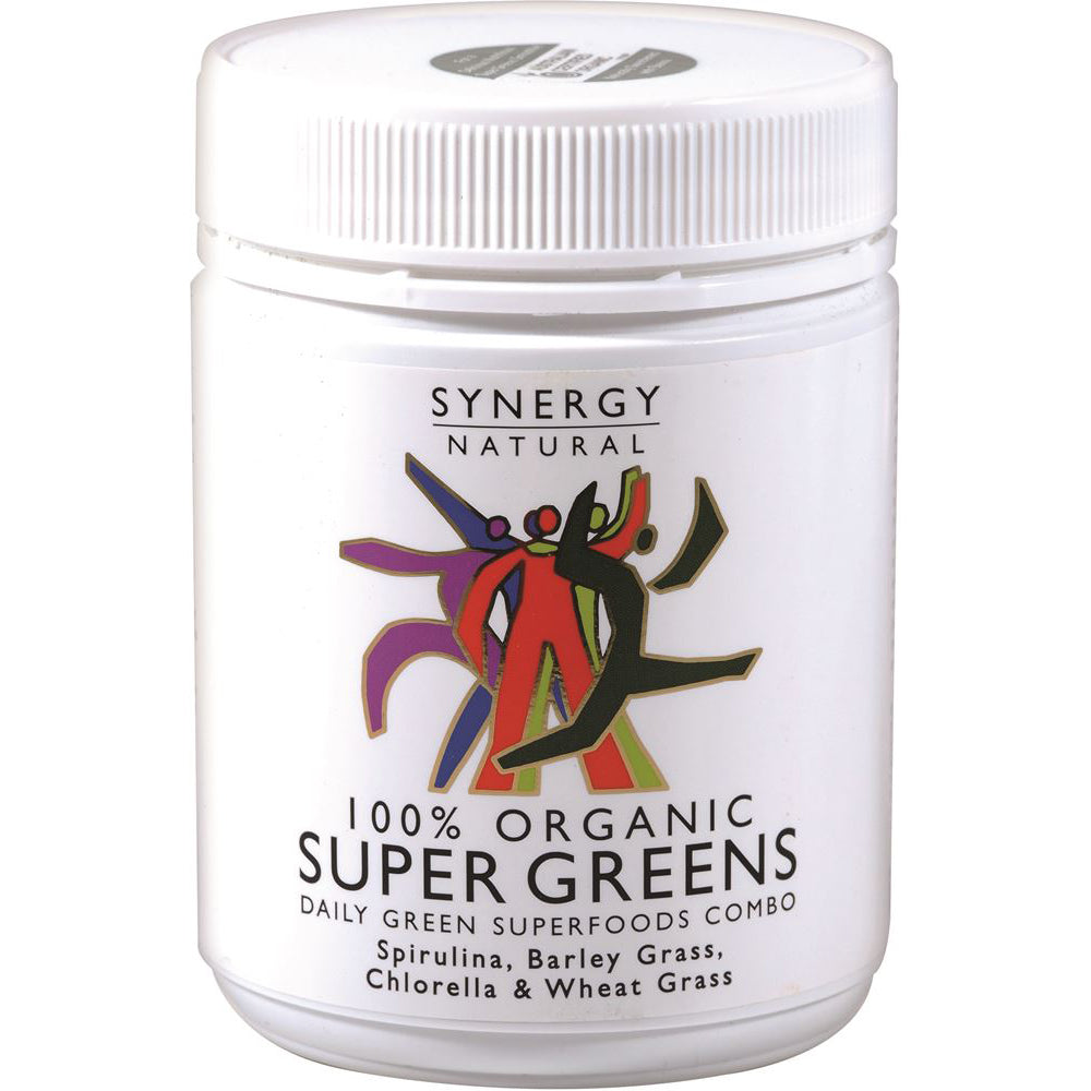 Synergy Natural Organic Super Greens (Spirulina Chlorella Barley Grass & Wheat Grass) Powder