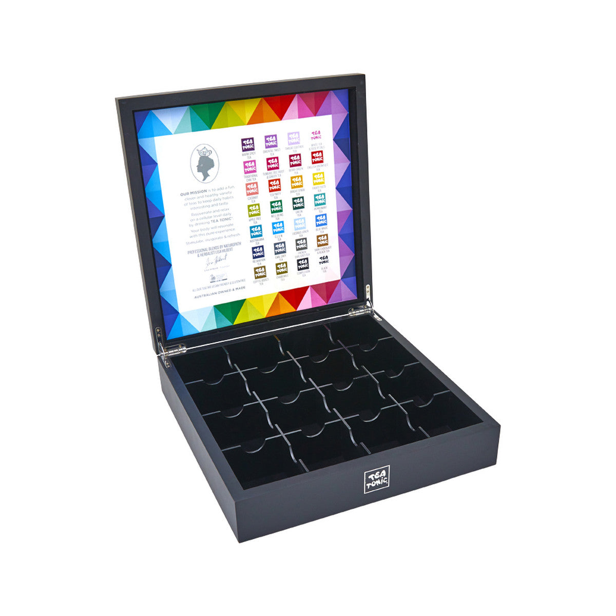 Tea Tonic - Wooden Tea Chest Deluxe Black x 112 Tea Bags