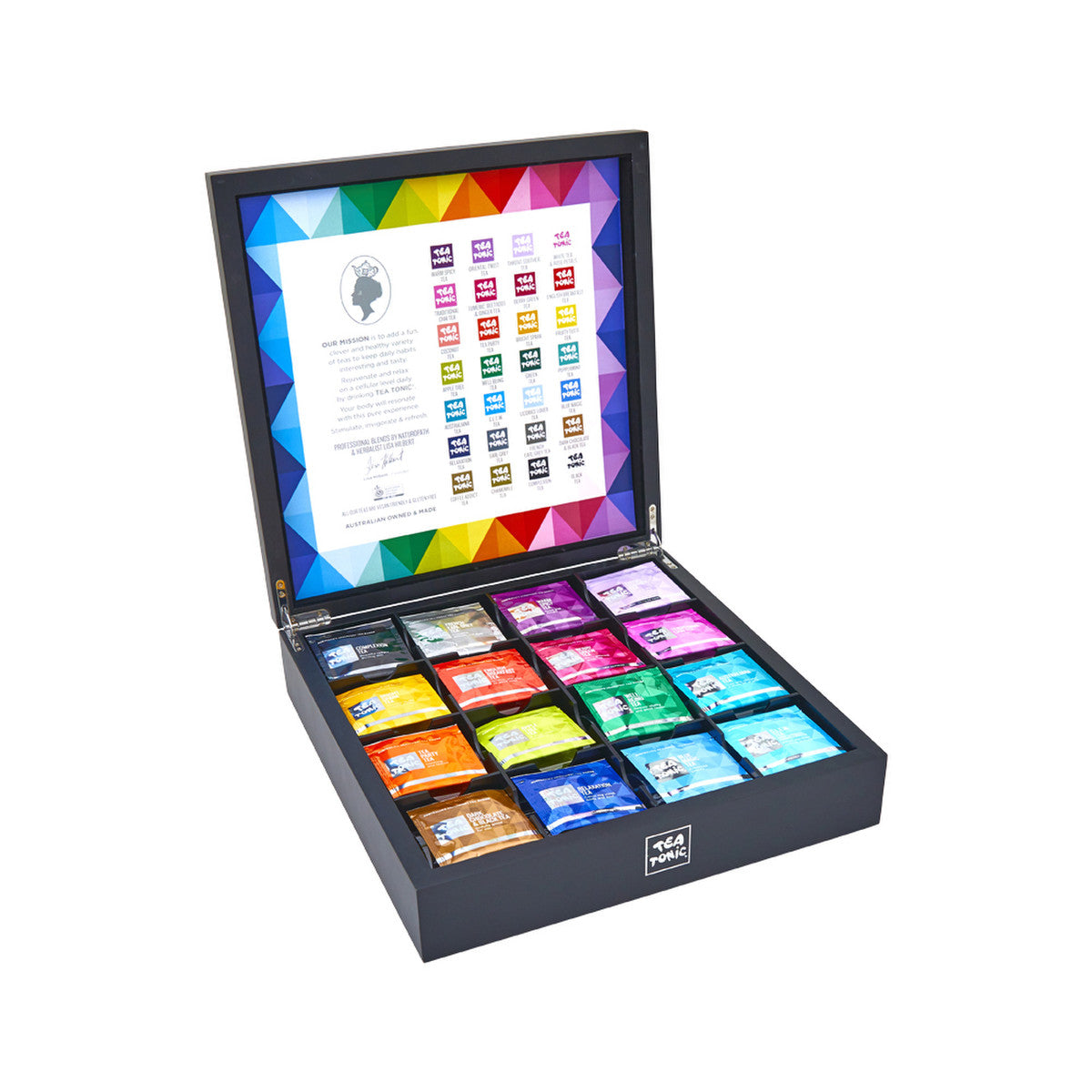 Tea Tonic - Wooden Tea Chest Deluxe Black x 112 Tea Bags
