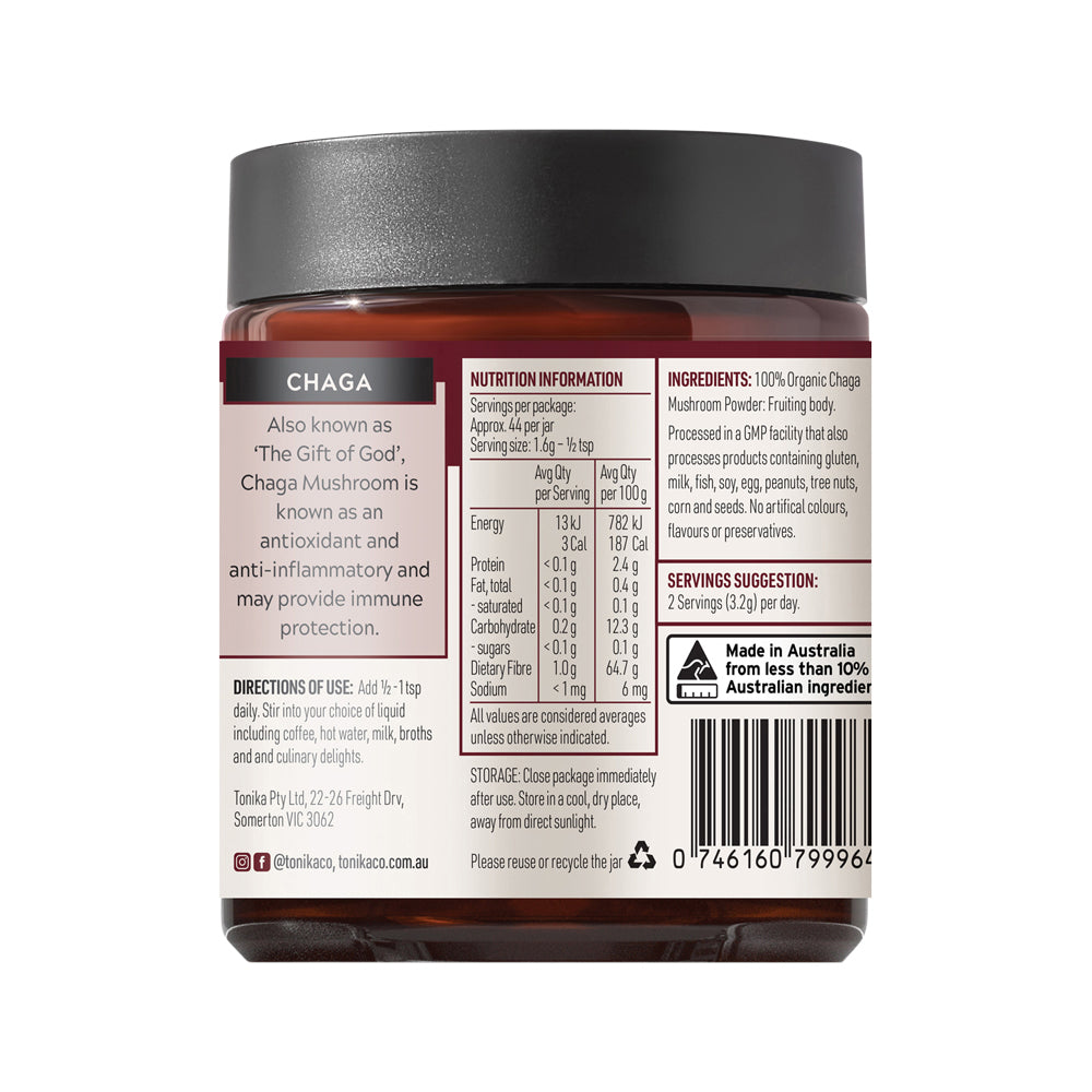 Tonika Organic Mushroom Powder Chaga 90g