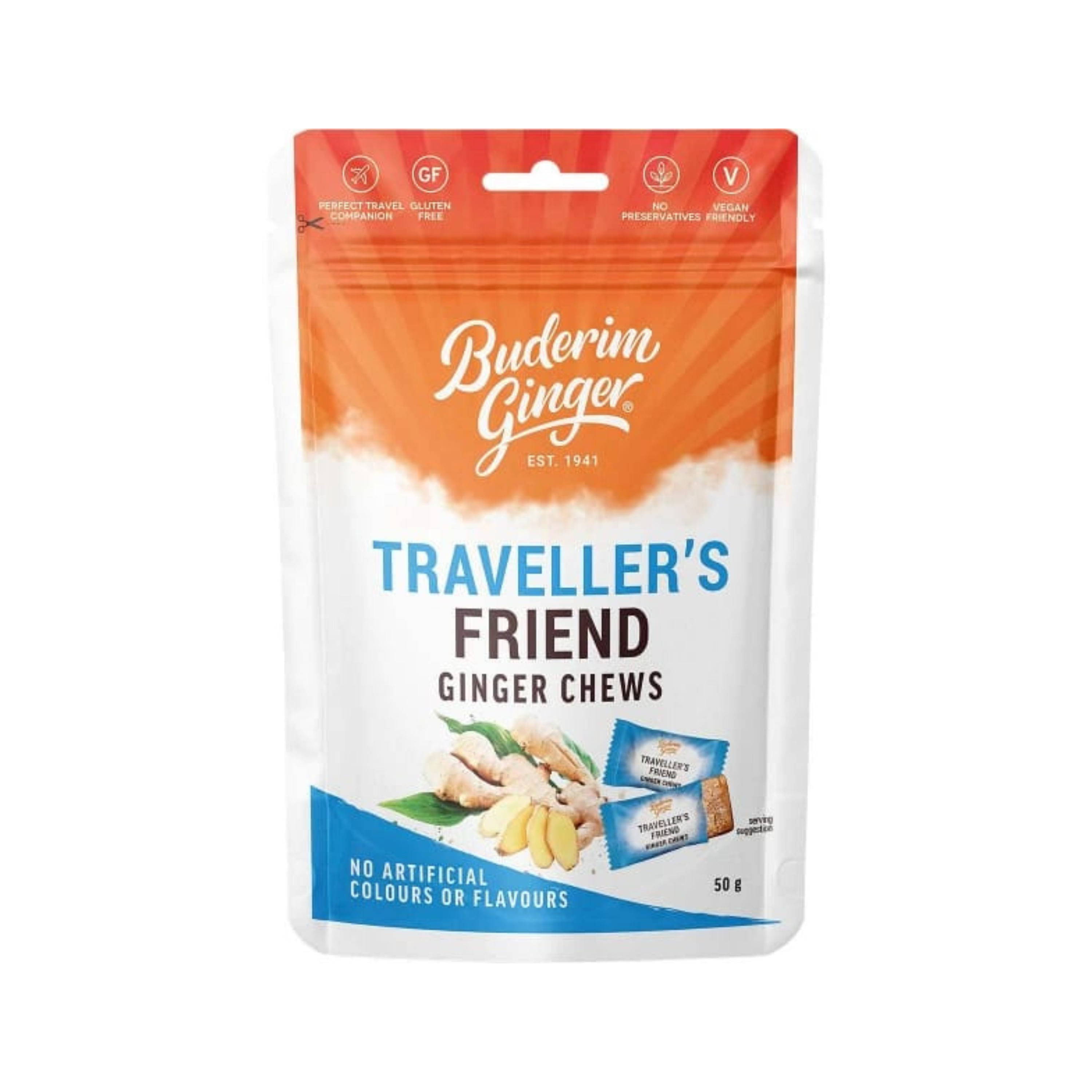 Buderim Ginger - Traveller's Friend Ginger Chews 50g