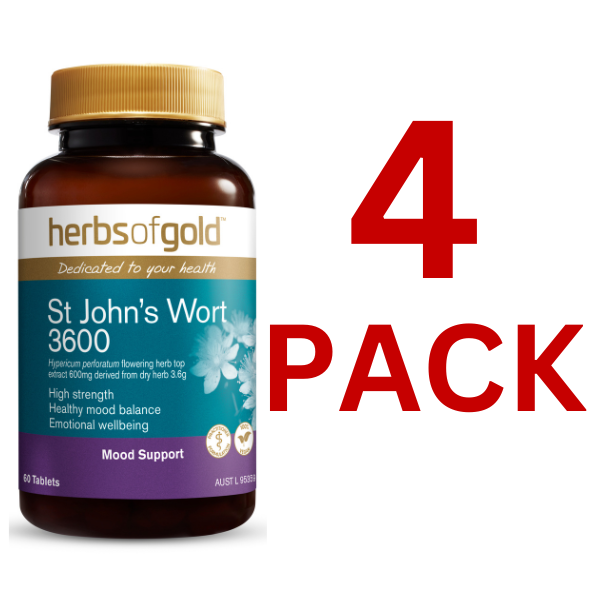 Herbs of Gold - St John's Wort 3600 - 60 Tablets - 4 Pack at $30.25 each