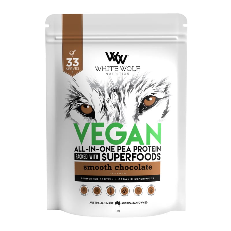 White Wolf - Vegan All-In-One Pea Protein with Superfoods - Smooth Chocolate 1kg