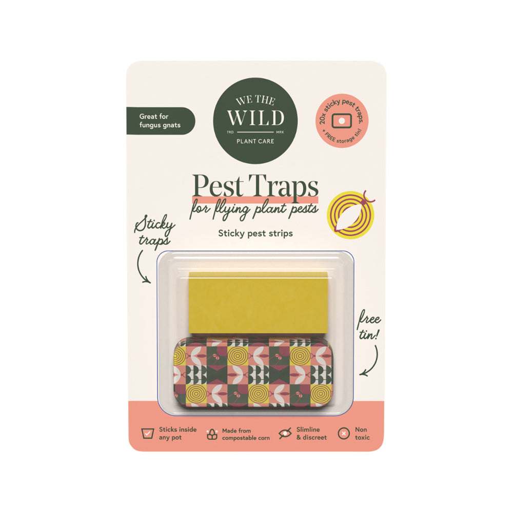 We The Wild - Plant Care Pest Traps (For Flying Plant Pests) Sticky Pest Strips + Storage Tin x 20 Pack