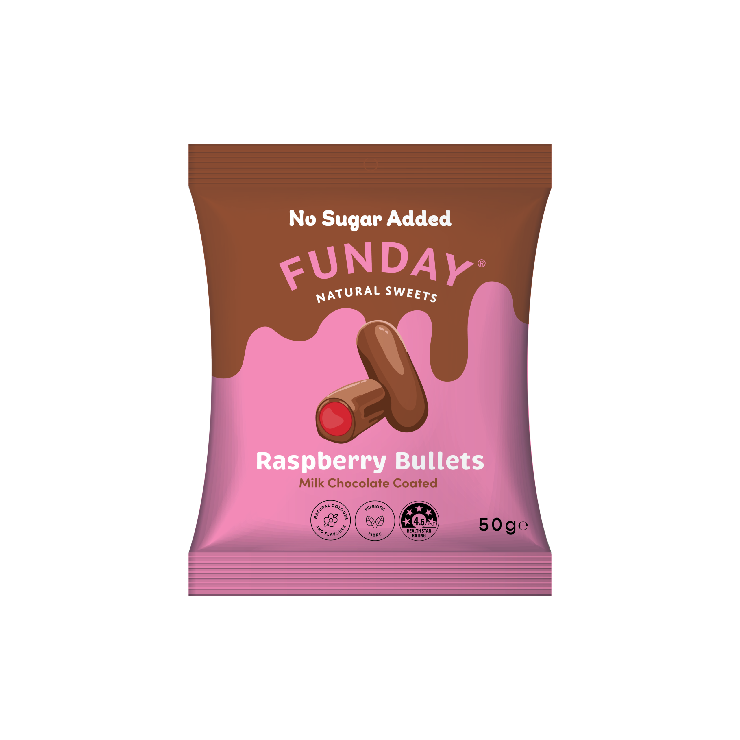 Funday - Milk Chocolate Raspberry Bullets 50g