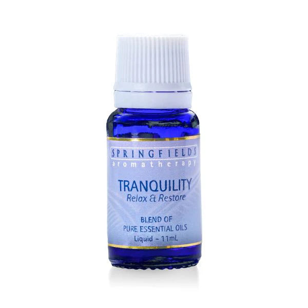Bottle of Springfield Aromatherapy Tranquility essential oil on a white background