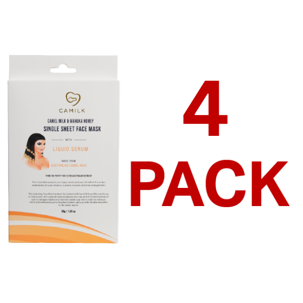 Camilk - Camel Milk + Manuka Honey Single Sheet Face Mask (4 Pack)