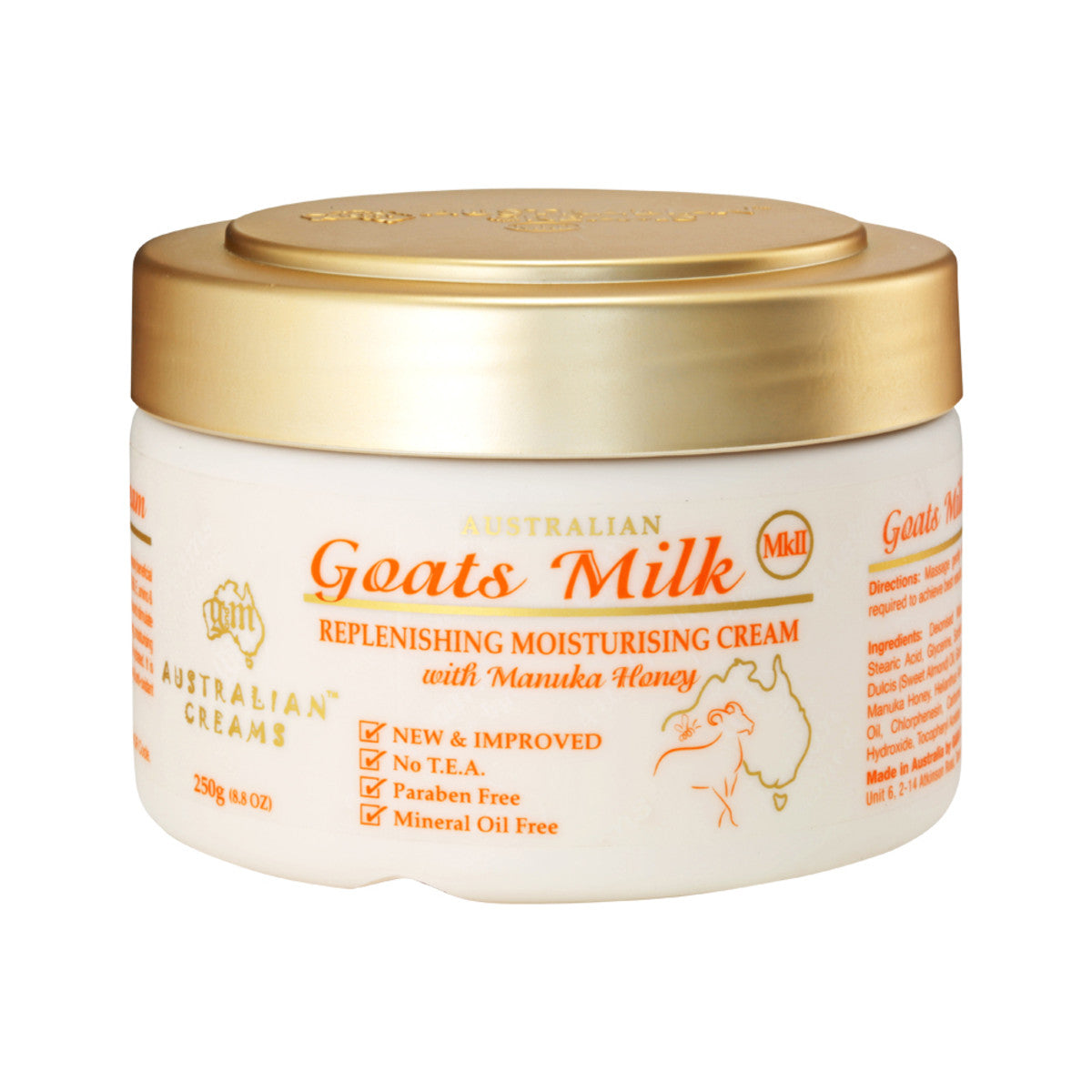 Australian Creams MkII - Goats Milk Replenishing Moisturising Cream with Manuka Honey