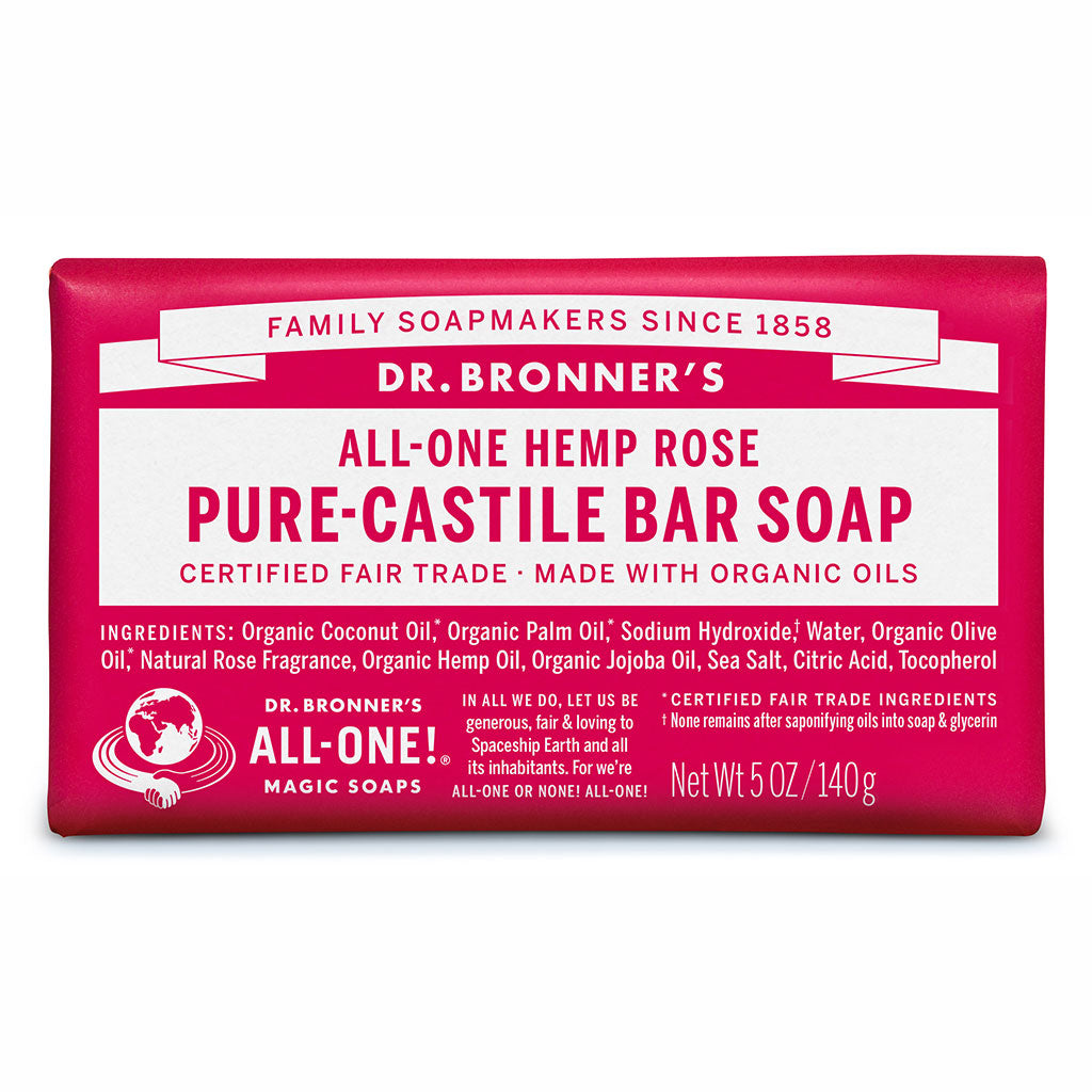 Dr Bronner's - Pure-Castile Hemp Rose Bar Soap