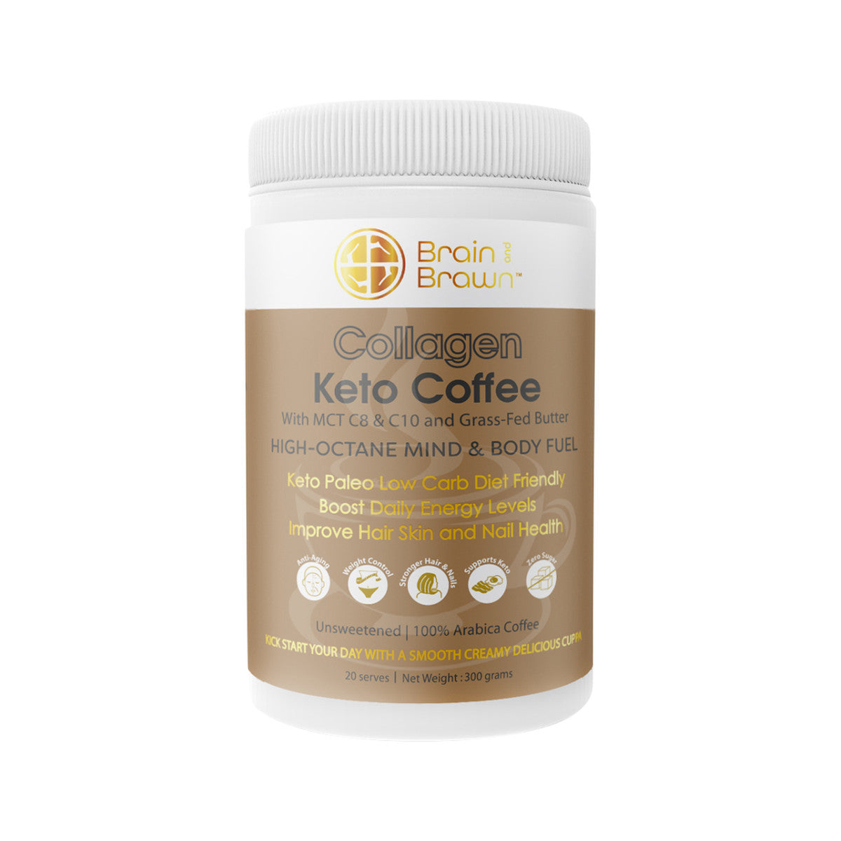 Brain and Brawn - Collagen Keto Coffee Unsweetened