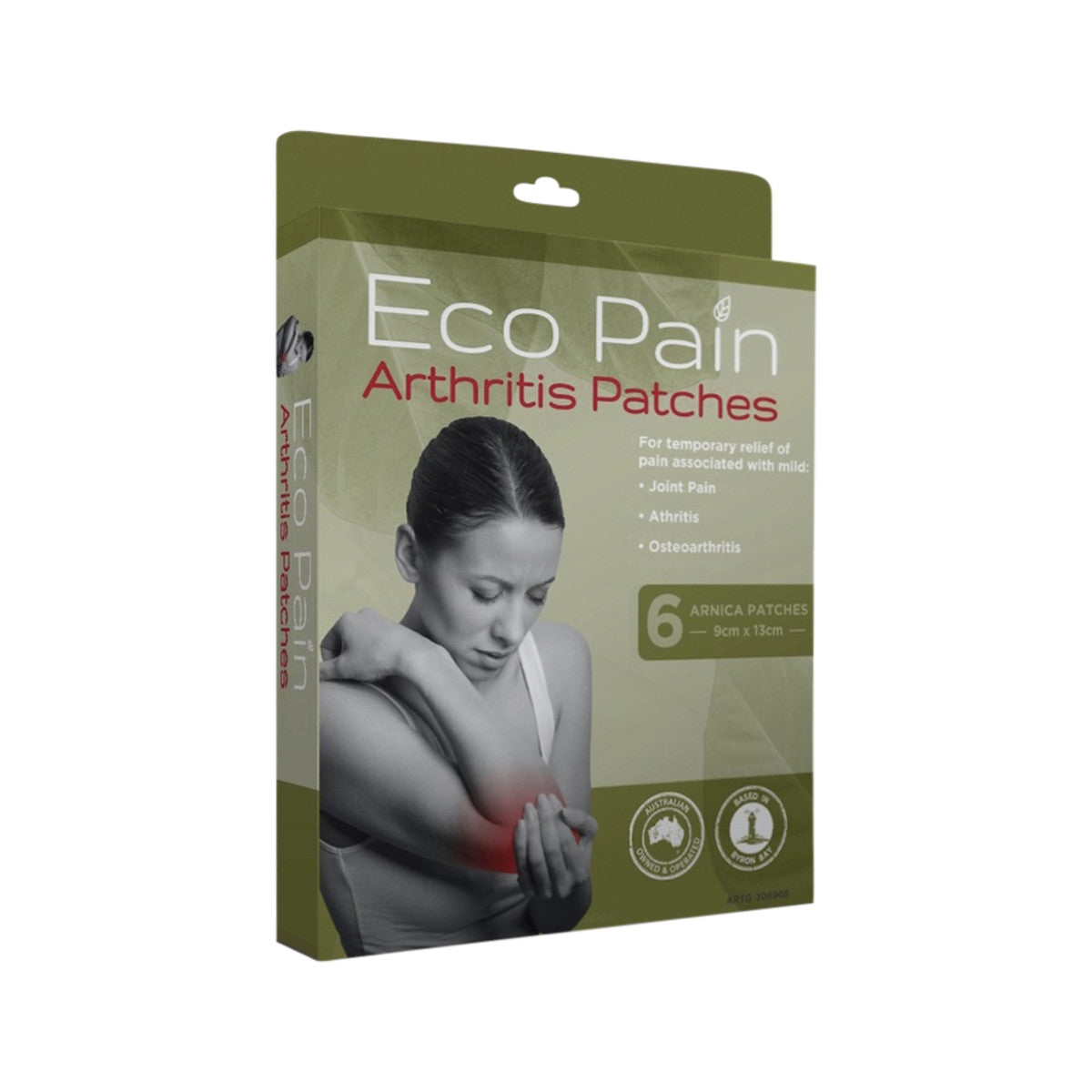 Byron Naturals - with Eco Pain Arthritis Patches (Arnica Patches - 9cm x 13cm) x 6 Pack