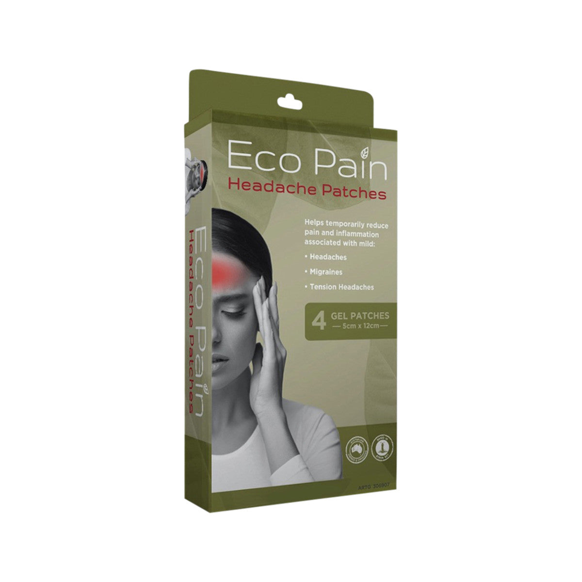 Byron Naturals - with Eco Pain Headache Patches (Gel Patches - 5cm x 12cm) x 4 Pack