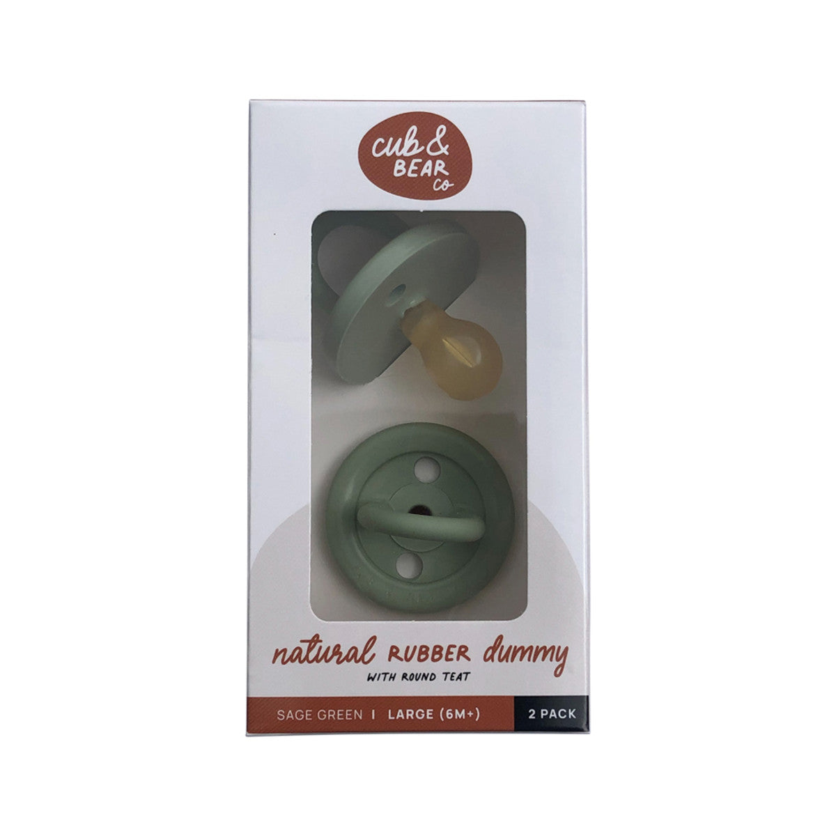 Cub Bear Co - Rubber Dummy Round Large Green Twin