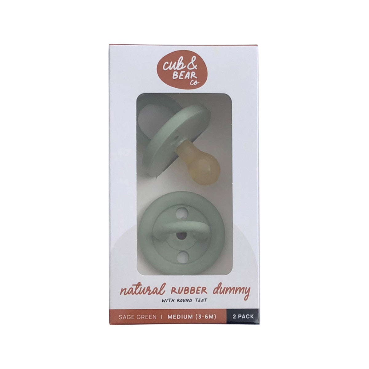 Cub Bear Co - Rubber Dummy Round Medium Green Twin