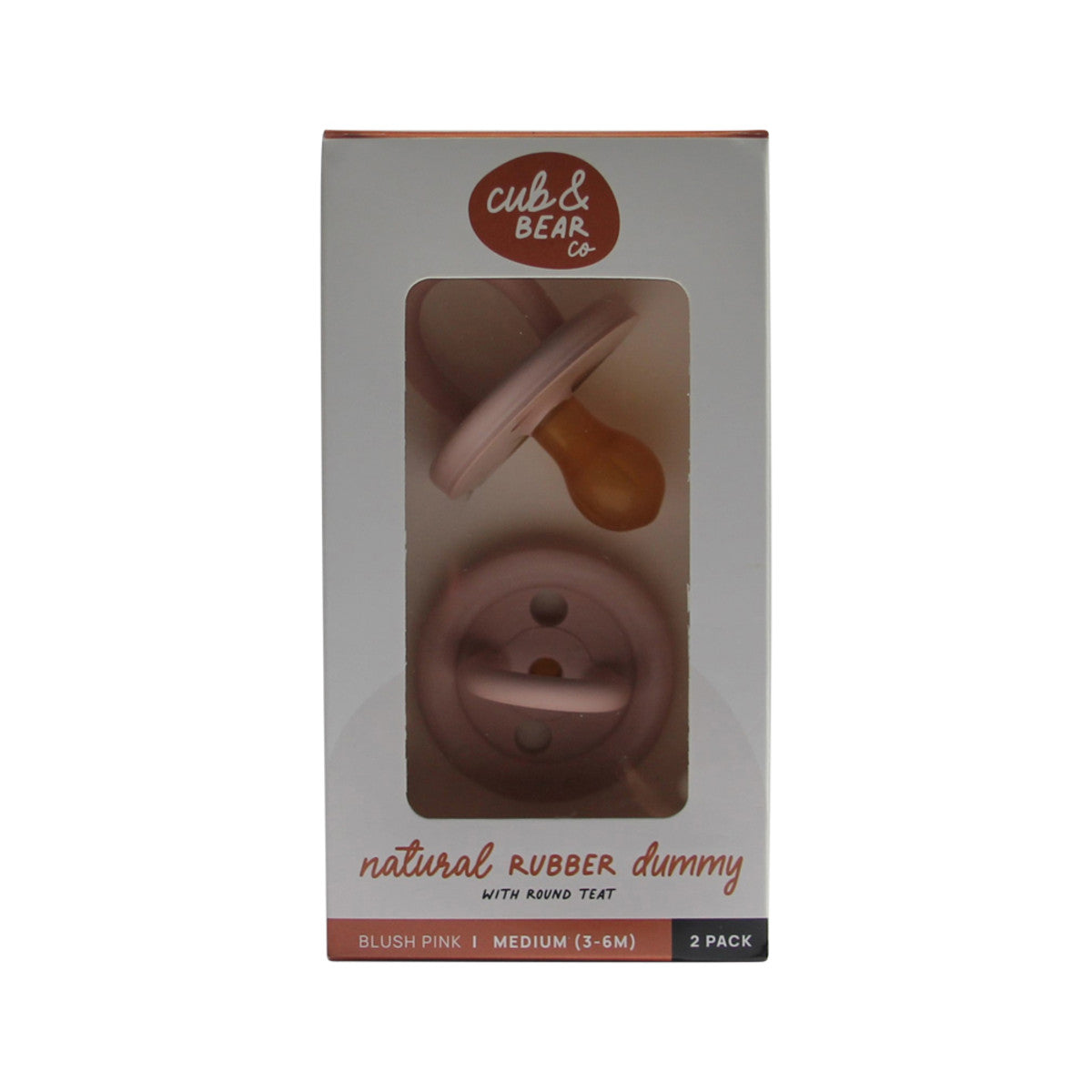 Cub Bear Co - Rubber Dummy Round Medium Pink Twin