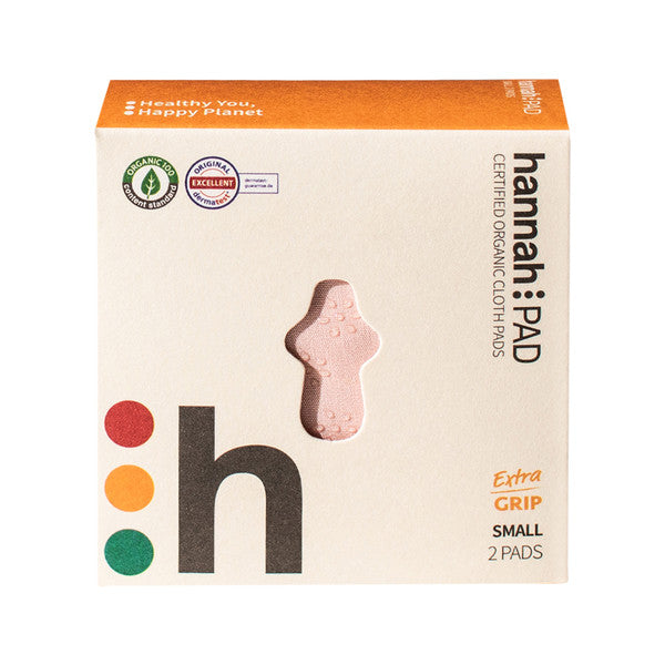 Hannah Pad - Organic Cotton Reusable Cloth Pad Small Extra Grip x 2 Pack (Fabric supplied at random)