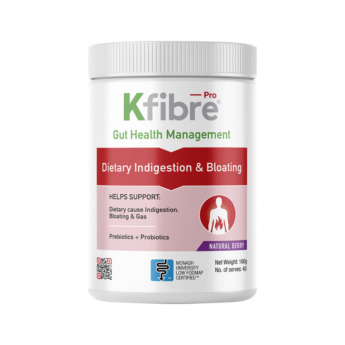 Kfibre - Pro Dietary Indigestion & Bloating Natural Berry Tub