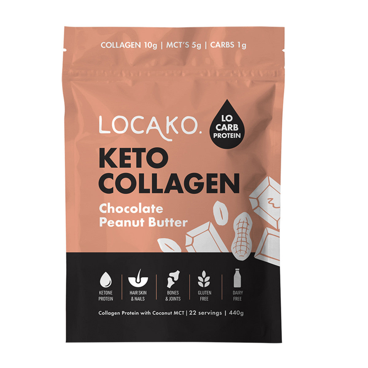 Locako - Keto Collagen Chocolate Peanut Butter (Collagen Protein with Coconut MCT)