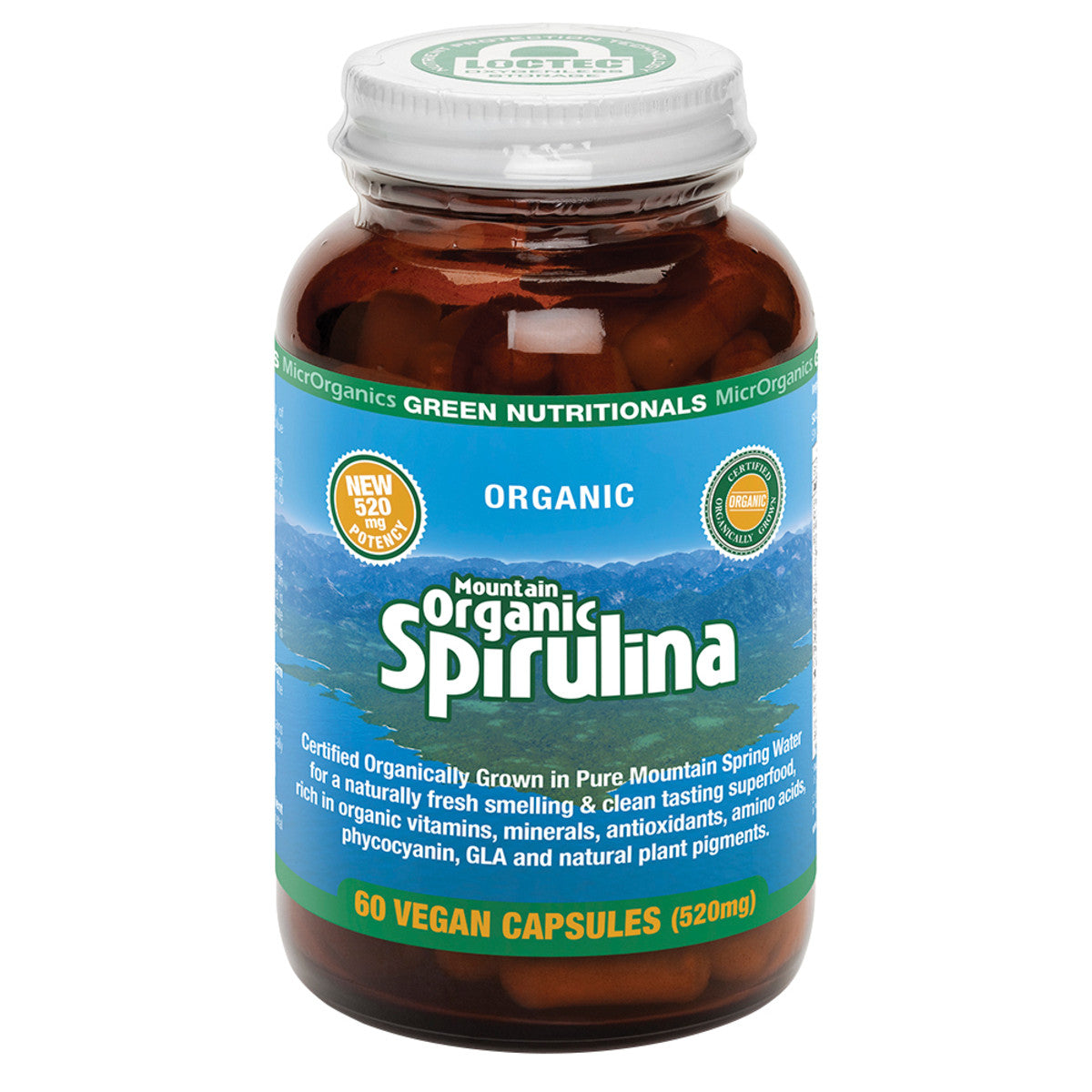 MicrOrganics Green Nutrit Mountain Org Spirulina 520mg 60vc